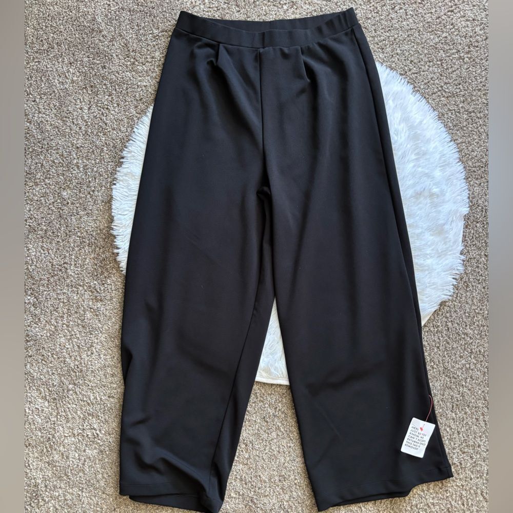 Asos Design Pants Pull On Wide Leg New Black Stretchy Womens Size‎ 12